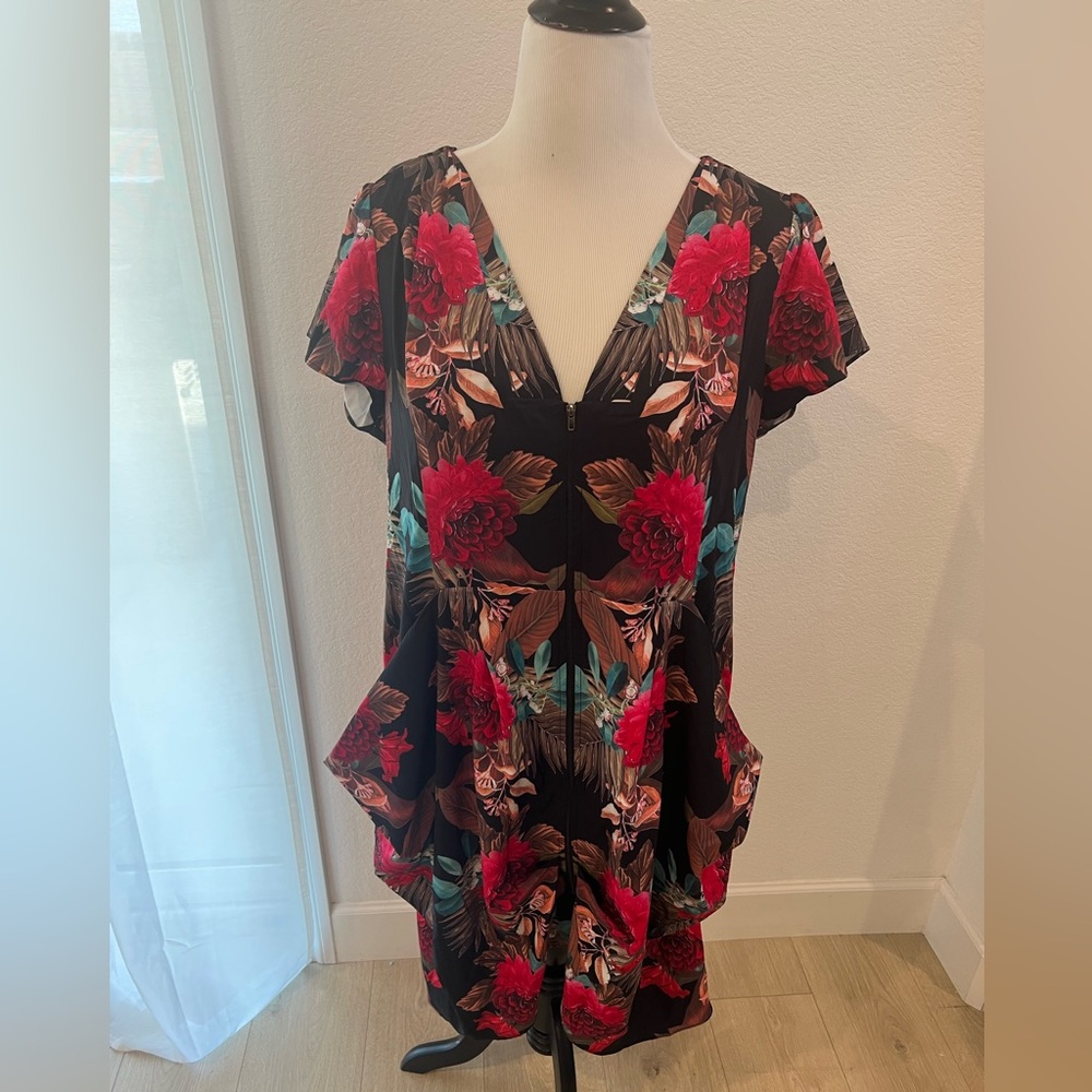 City Chic Black Floral High Low Dress